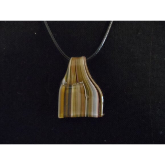 Glass Fish Tale Pendant Necklace Set With Black Cord Set of 2 - Picture 4 of 5